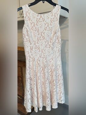 Blush Ivory Floral Lace Midi Dress